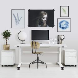 BRAND NEW UNOPENED White Adjustable Height Standing Desk on Wheels