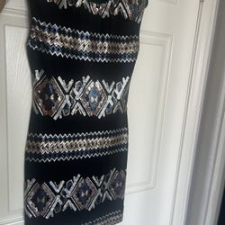 Black Silver And Gold sequin dress - Medium