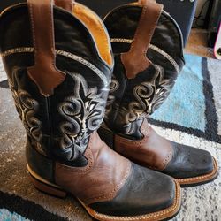 Mens Cowboy Genuine Leather Square toe Rodeo Boots Size 7