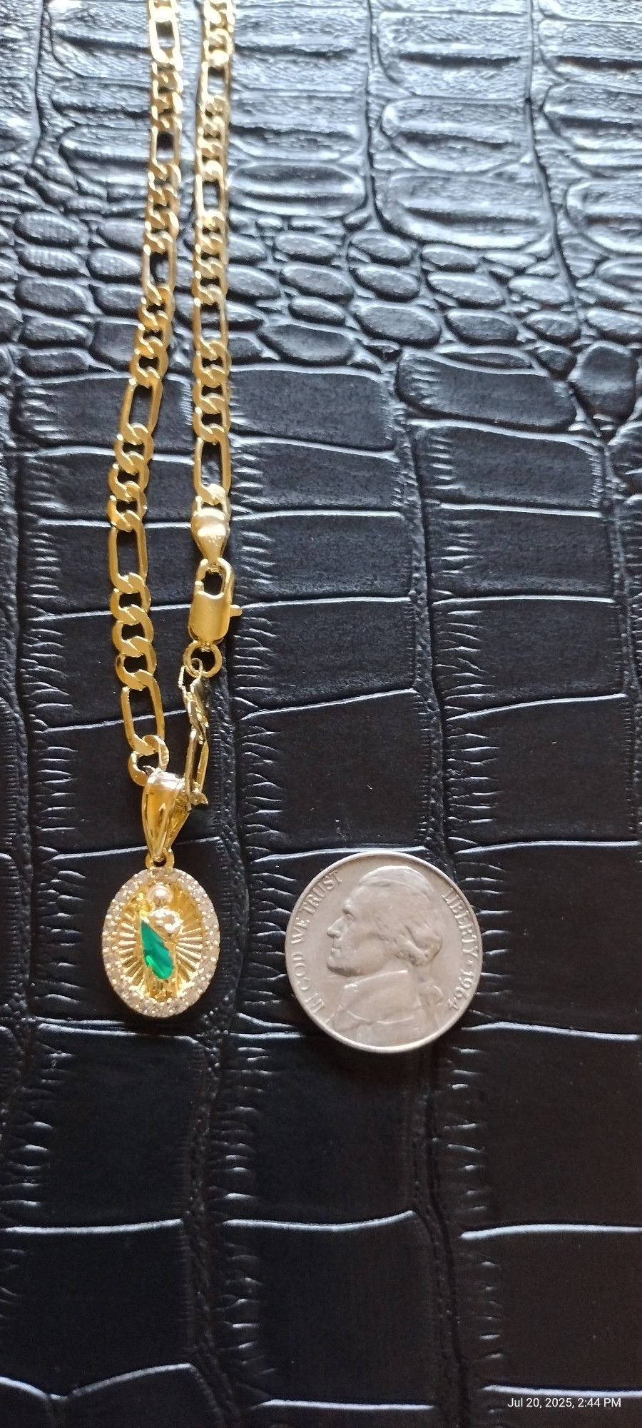 20" Gold Plated Religious Pendant And Chain Set