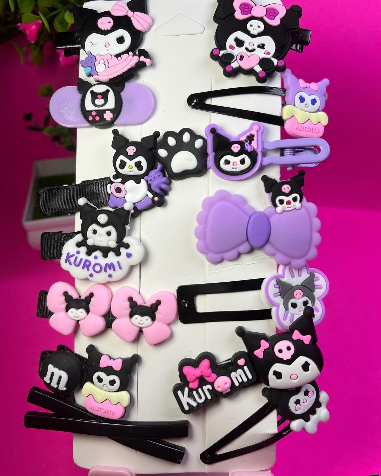 Kuromi Hair Clips 14pc, Hair Accessories, 