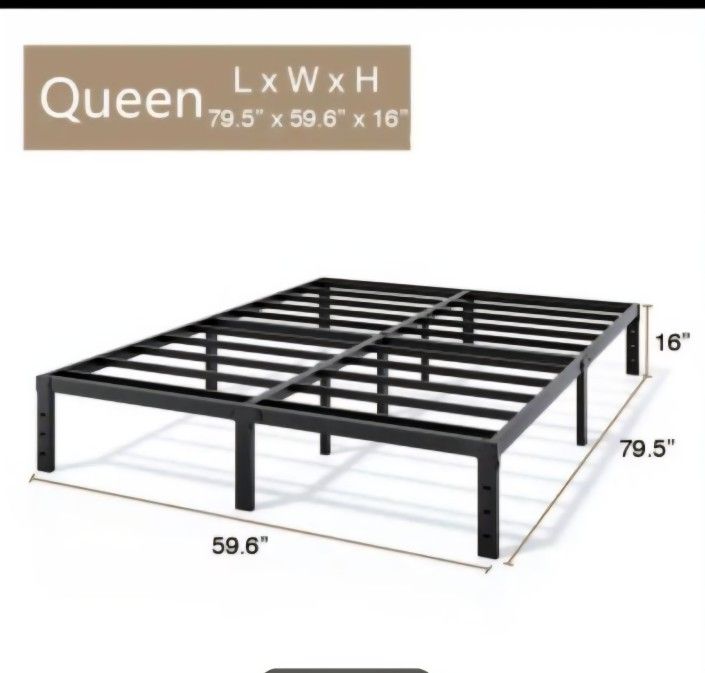 16 Inch Tall Heavy Duty Queen Bed Frame