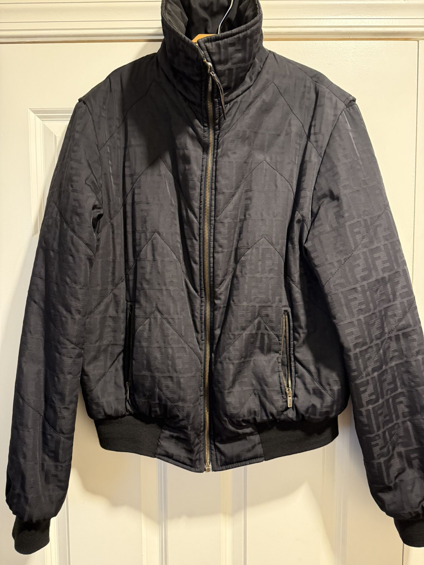 Fendi FF Men’s  Reversible  Black Bomber  Jacket  Sz 50 Medium