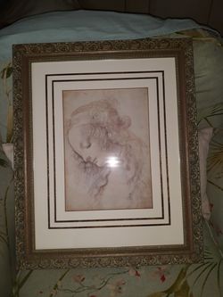Sketch of woman. Matted and framed. 20x16 -1/2