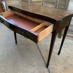 Antique Solid Wood flip top Table / Desk / console / foldable with 1 drawer  Open: 36 W x36 D x 30 H Closed: 36 W x18 D x 31 H