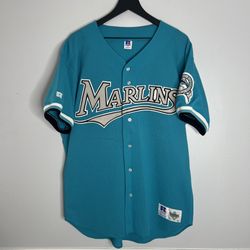 Florida Marlins Mesh Baseball Jersey Mens 48 Teal Russell Athletic