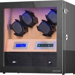Automatic Watch Winder with Storage Drawer, Watch Winder Box with Super Quiet Japanese Motors, Built-in Blue LED Illuminated and 4 Flexible Pillows, C