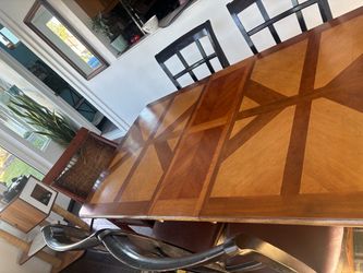Wood Dining Table with Inlay Top