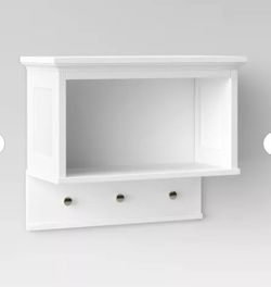 Wall Shelf with Hooks bathroom shelf hallway shelf white