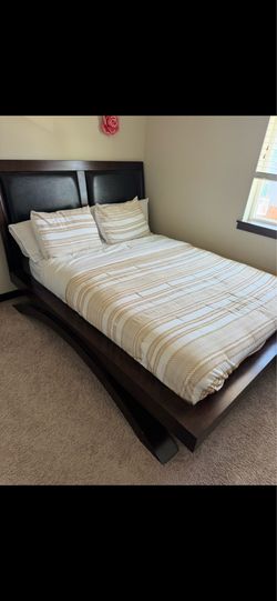 Queen bed set frame  with mattress and dresser