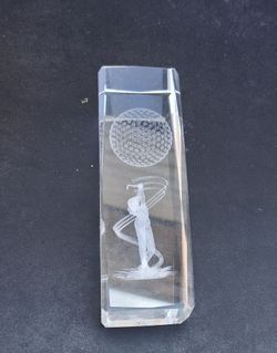 Female Golfer 6" Solid Crystal Paperweight
