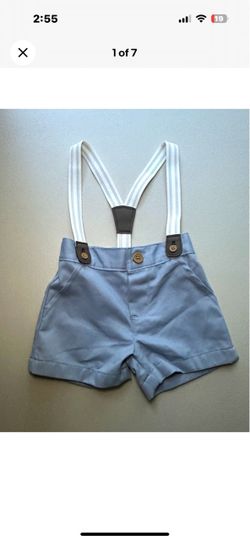 Baby Boy Blue Shorts with Suspenders