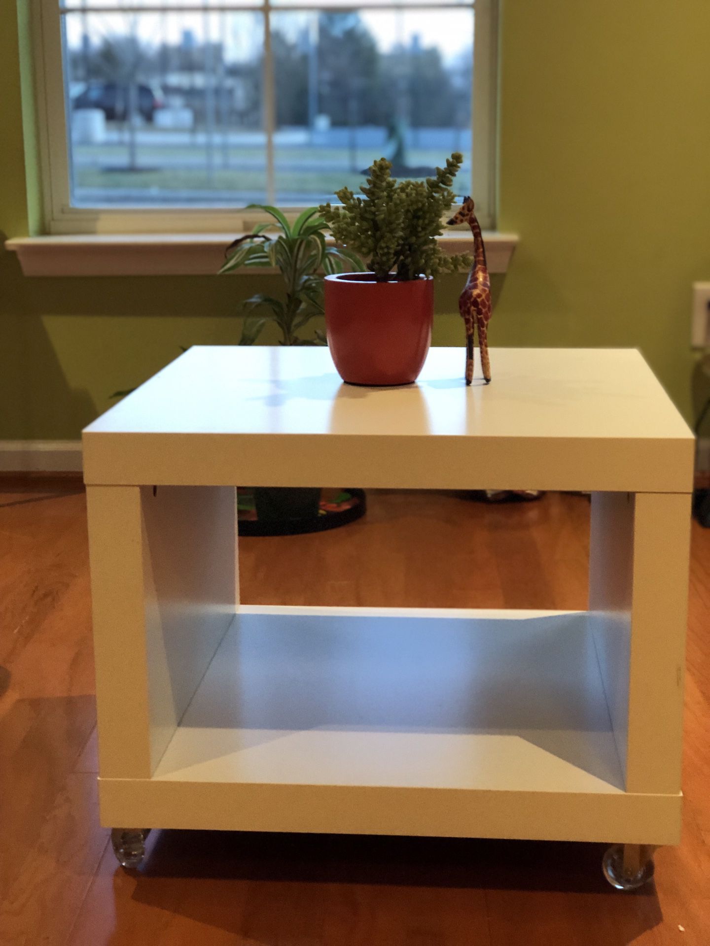 White Side table with wheels (IKEA)