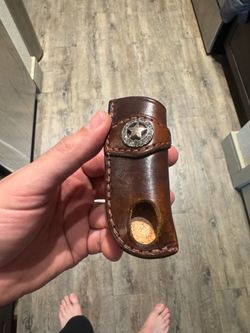 Antique leather knife holder