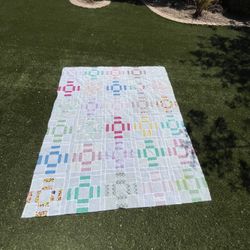Beautiful Unfinished Quilt Top Handmade 70x80 Cotton