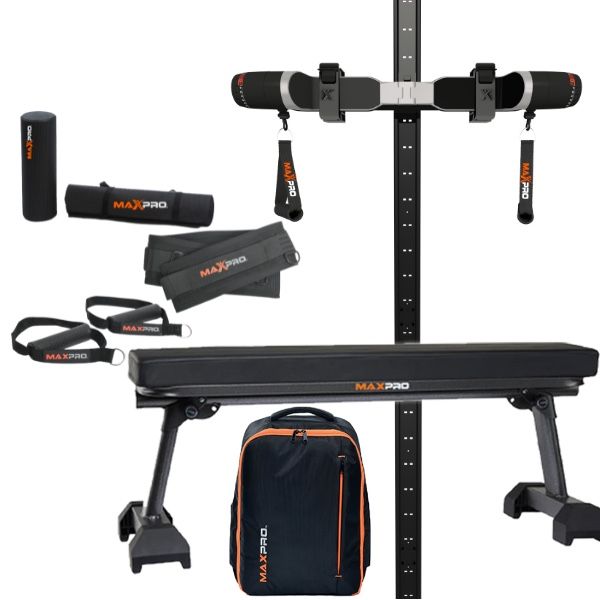 MAXPRO Fitness Home Gym with Wall Rack and Bench