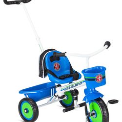 Schwinn Easy Steer Bike For Toddler, Kids Tricycle With Removable Push Handle, Steel Trike Frame, Boys And Girls Ages 2-4 Year Old, Blue, 41" X 20" X 