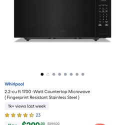 Whirlpool 2.2-cu ft 1700 -Watt Countertop Microwave (Fingerprint Resistant Stainless Steel)