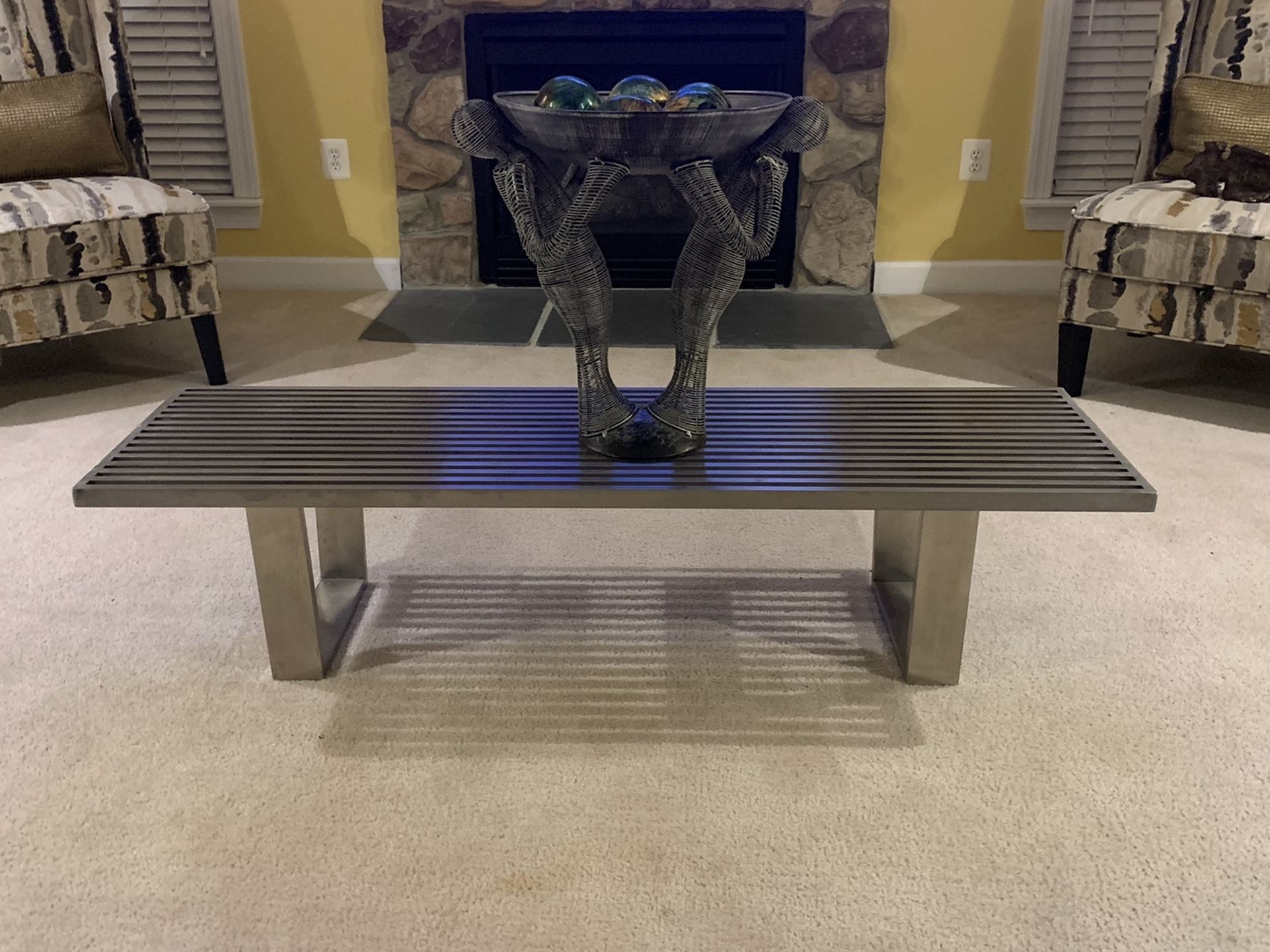 Polished Stainless Steel Coffee Table or Bench