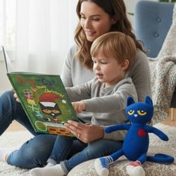 (Lot Of 2) Pete The Cat 13" Plush & Pete The Cat Saves Christmas Hardcover Book. This is the children's book Pete the Cat Saves Christmas by Eric Litw