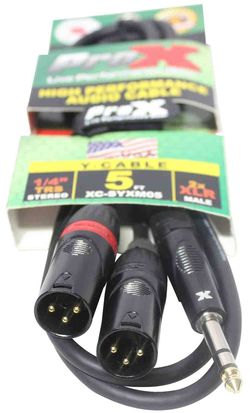 ProX XC-SYXM05 1/4" TRS-M Stereo to Dual XLR3-M Y Cable Feet - 5 FT