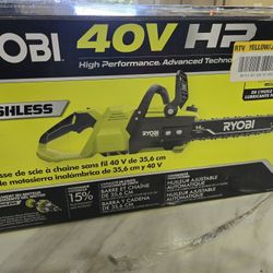 RYOBI 40V HP Brushless 14 in. Battery Chainsaw with 4.0 Ah Battery and Charger