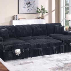 Brand New Super Plush Comfy Corduroy Pullout Sectional Set 