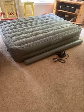 Coleman Queen Air Mattress Soft Surface & 120V Quick Pump Includes Coleman Personal 8 Cooler
