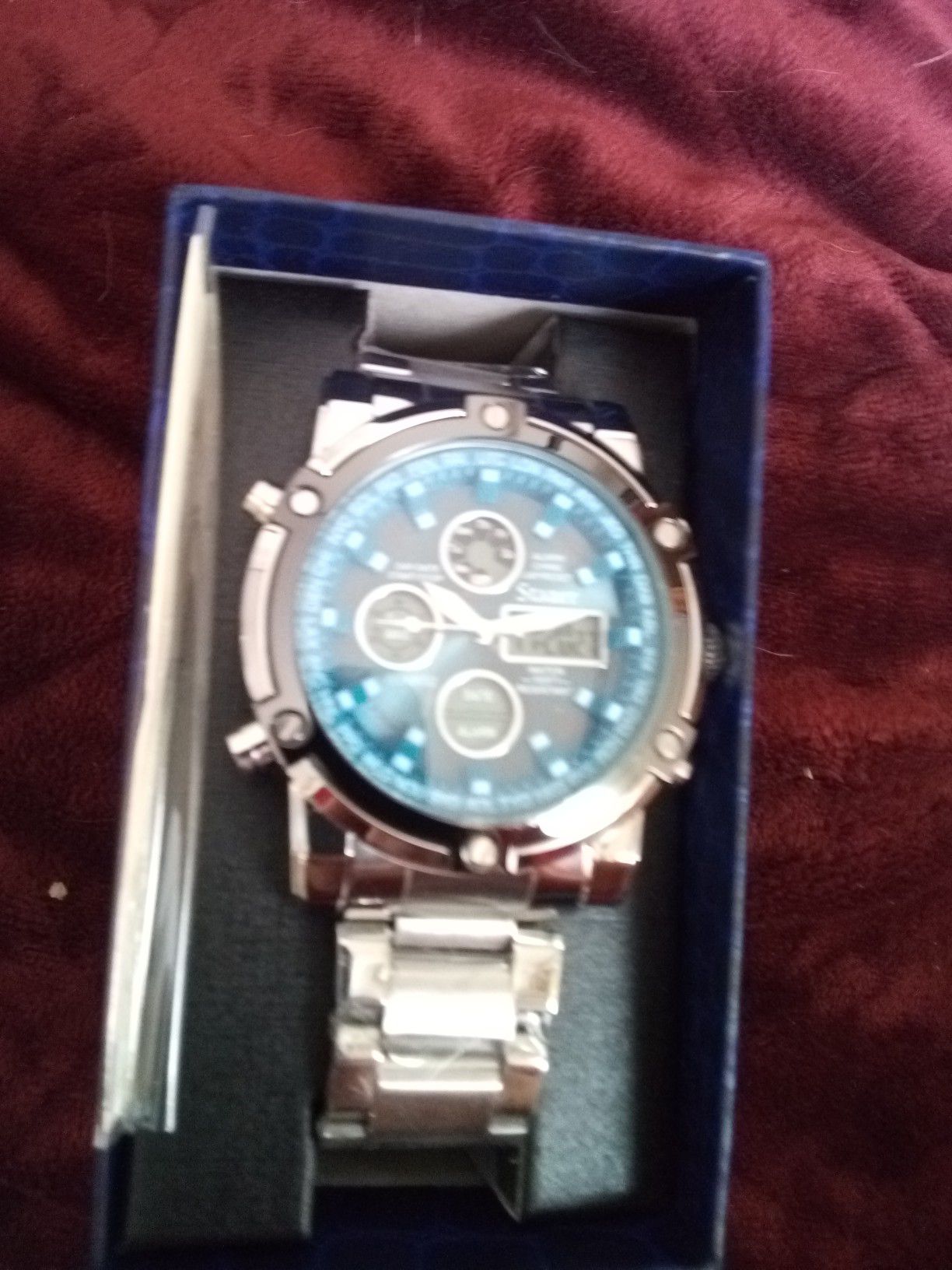 Strayer blue chronograph watch new asking 50.00