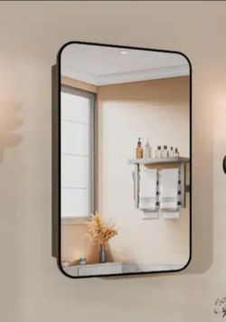 Yuaris 16 in. W x 26 in. H Recessed Rectangular Metal Framed Bathroom Medicine Cabinets with Mirror in Matt Black
