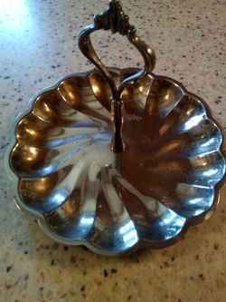 Vintage silver serving platter/candy dish/ 8 inches in diameter