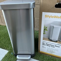 13 Gal. Stainless Steel Kitchen Trashcan, Step-on, Rectangle
