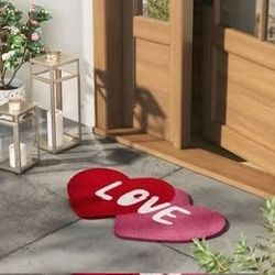 1'6"x2'6" Valentine's Day Heart Shaped Coir Doormat Red/Pink - Threshold™️