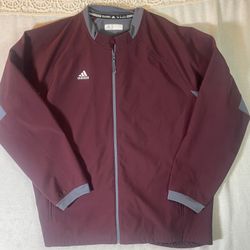 adidas Fielders Choice Mens Maroon Gray Full Zip Warm Up Jacket Performance 2XL