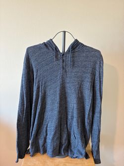 On The Bays Heathered Navy Henley Hoodie Pullover
