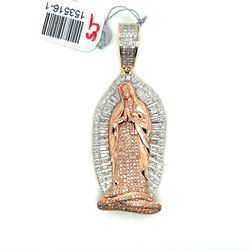 10kt Gold Two Tone Diamond Virgin Mary Pendant 1.33ctw 13.30grams 153516 1
