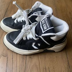 All Star Converse Weapon CX Mid Black, White , Ivory Leather Shoes Unisex M. 5.5 W. 7