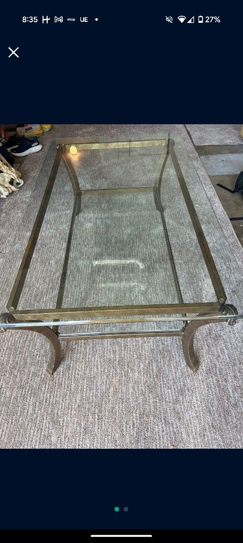 Glass Coffee Table W/ Thick Beveled Glass