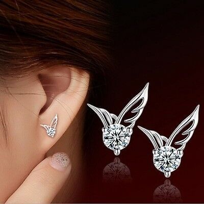 Women's White Gold Plated Wing Earrings
