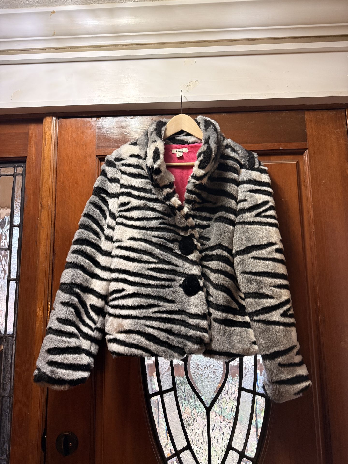 Ladies Zebra Fur Coat Medium