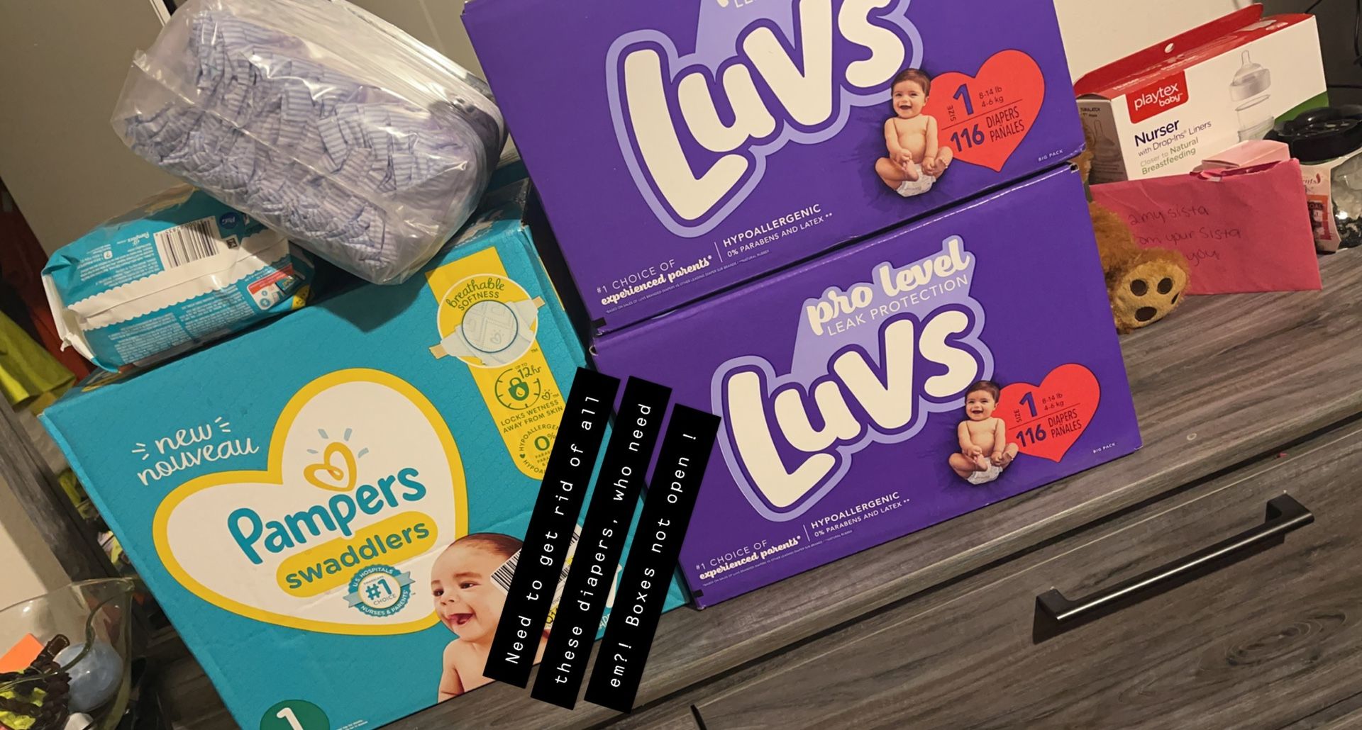 Baby Diapers Luvs, Pampers Size 1, One Pack of Newborn Pampers 