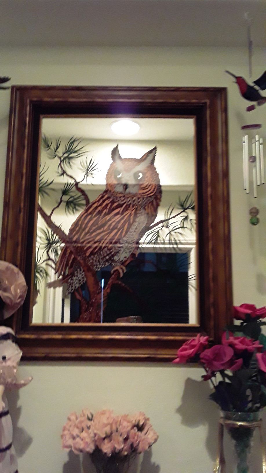 Antique owl large heavy mirror perfect heavy old