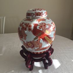 Gold Imari Porcelain Ginger Jar With Lid