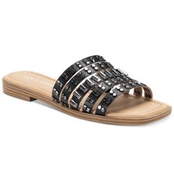 Sun + Stone Women's Martaa Stud Slides Black Sm 7.5 M US Sandals Faux Leather