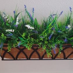 Large Handmade Artificial Flower Wall Planters – 60” Lavender & Greenery Decor (Set of 2)