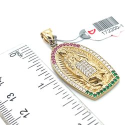 14kt Gold Long Virgin Mary Pendant With 3 Color Cz Stones 7.60grams 172200 1