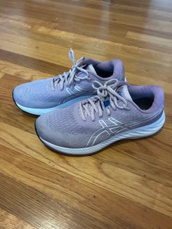 Purple Asics running shoes