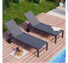 Outdoor Chaise Lounge Chairs Set of 2
