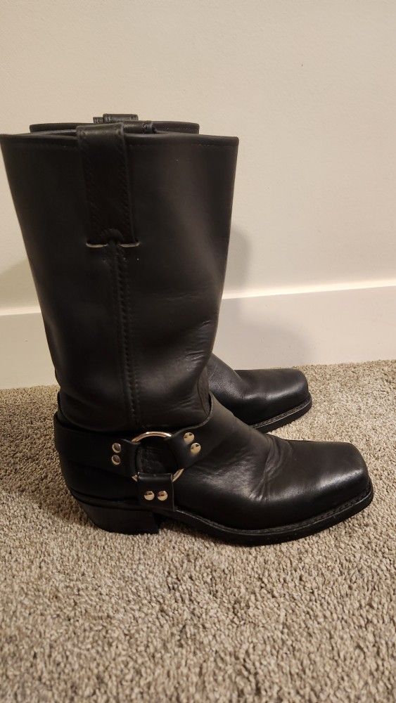 Frye Black Leather Harness 12R Women's Boots