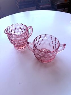Pink depression fostoria glass sugar and creamer